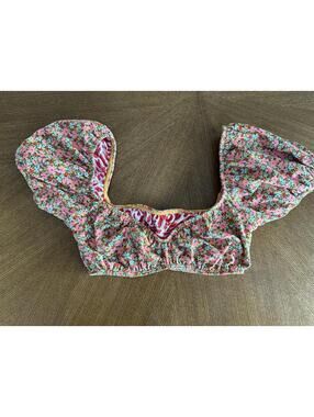 Maaji Cherry Blossom Kauai Puff Sleeve Bikini Top Size Small Vacation Swim Beach